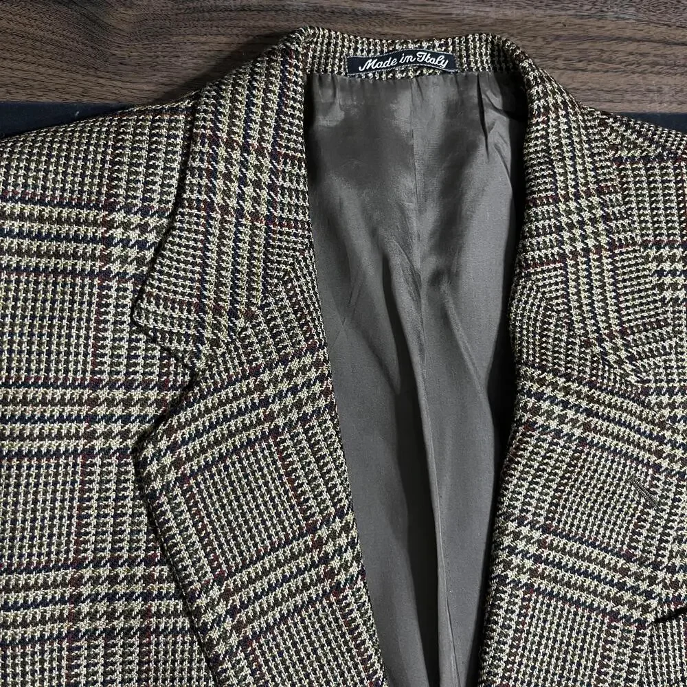 Valentino Blazer Mens 38 Vintage Herringbone Wool Tweed Sport Coat Made In Italy